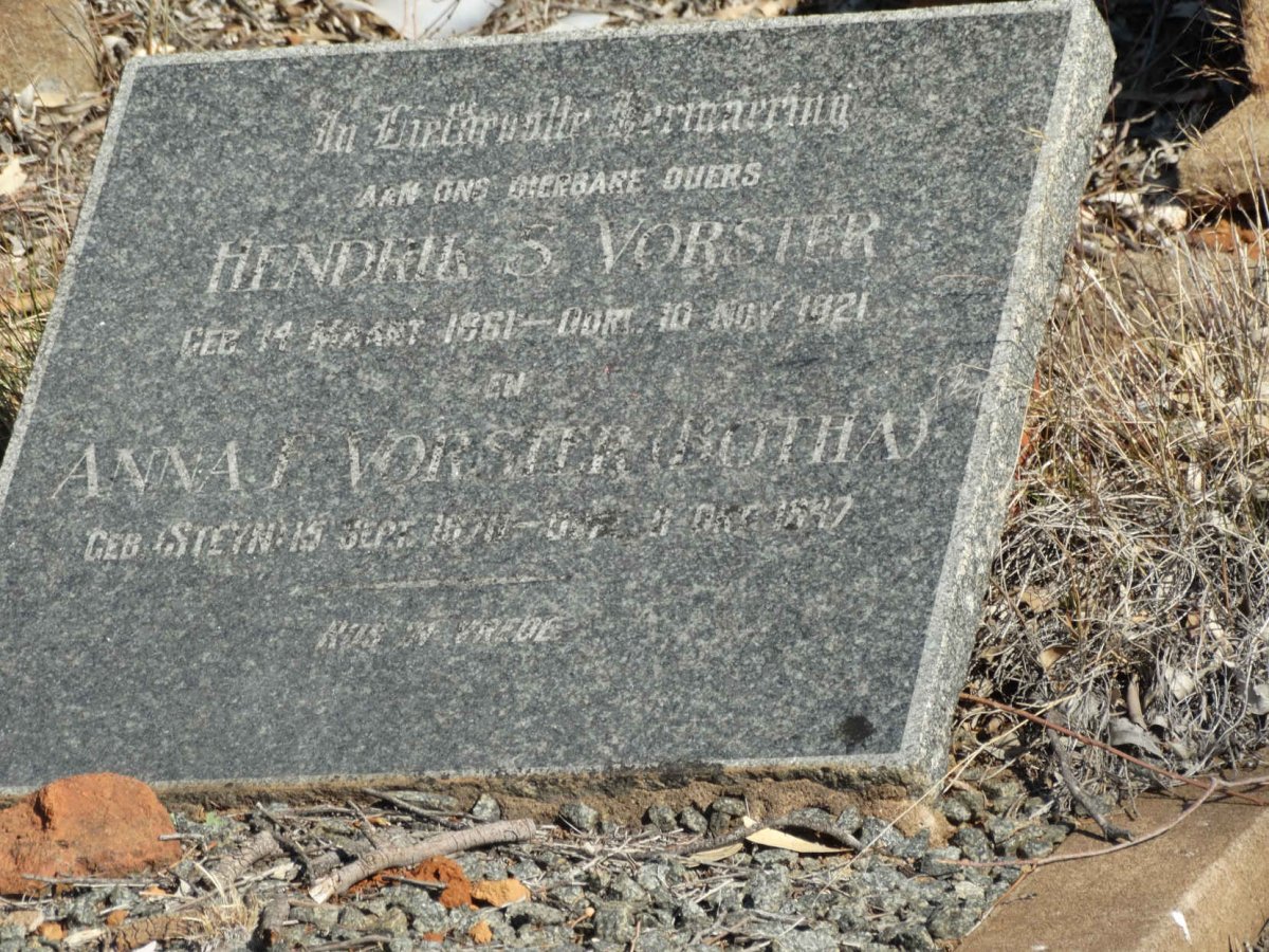 VORSTER Hendrik S. 1861-1921 & Anna F. voorheen BOTHA nee STEYN 1870-1947