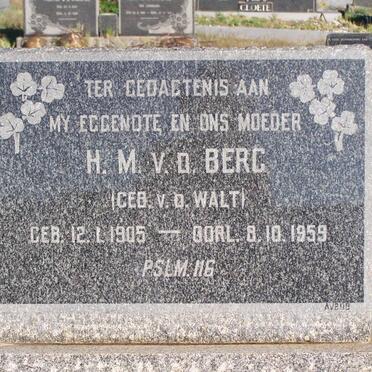 BERG H.M., v.d nee V.D. WALT 1905-1959