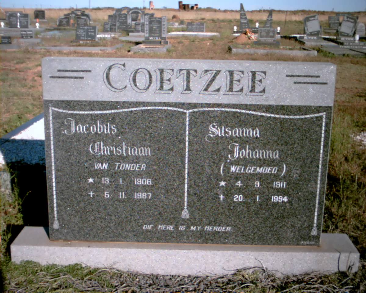 COETZEE Jacobus Christiaan van Tonder & Susanna Johanna WELGEMOED 1911-1994