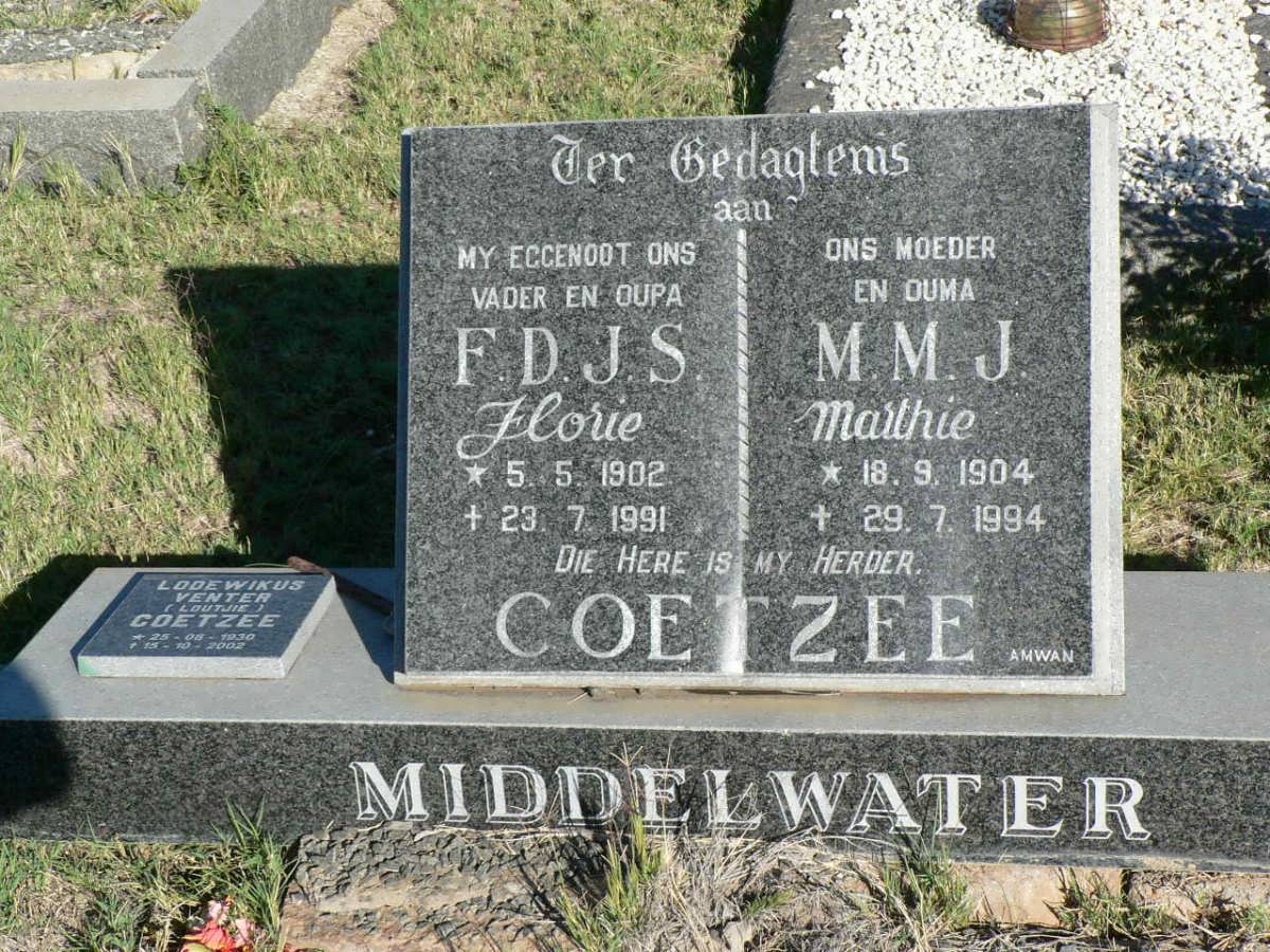 COETZEE F.D.J.S. 1902-1991 & M.M.J. 1904-1994 :: COETZEE Lodewikus Venter 1930-2002