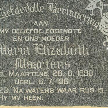 MAARTENS Maria Elizabeth nee MAARTENS 1890-1961