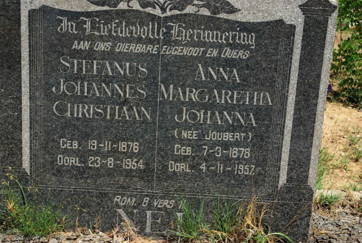 NEL Stefanus Johannes Christiaan 1876-1954 & Anna Margaretha Johanna JOUBERT 1878-1957