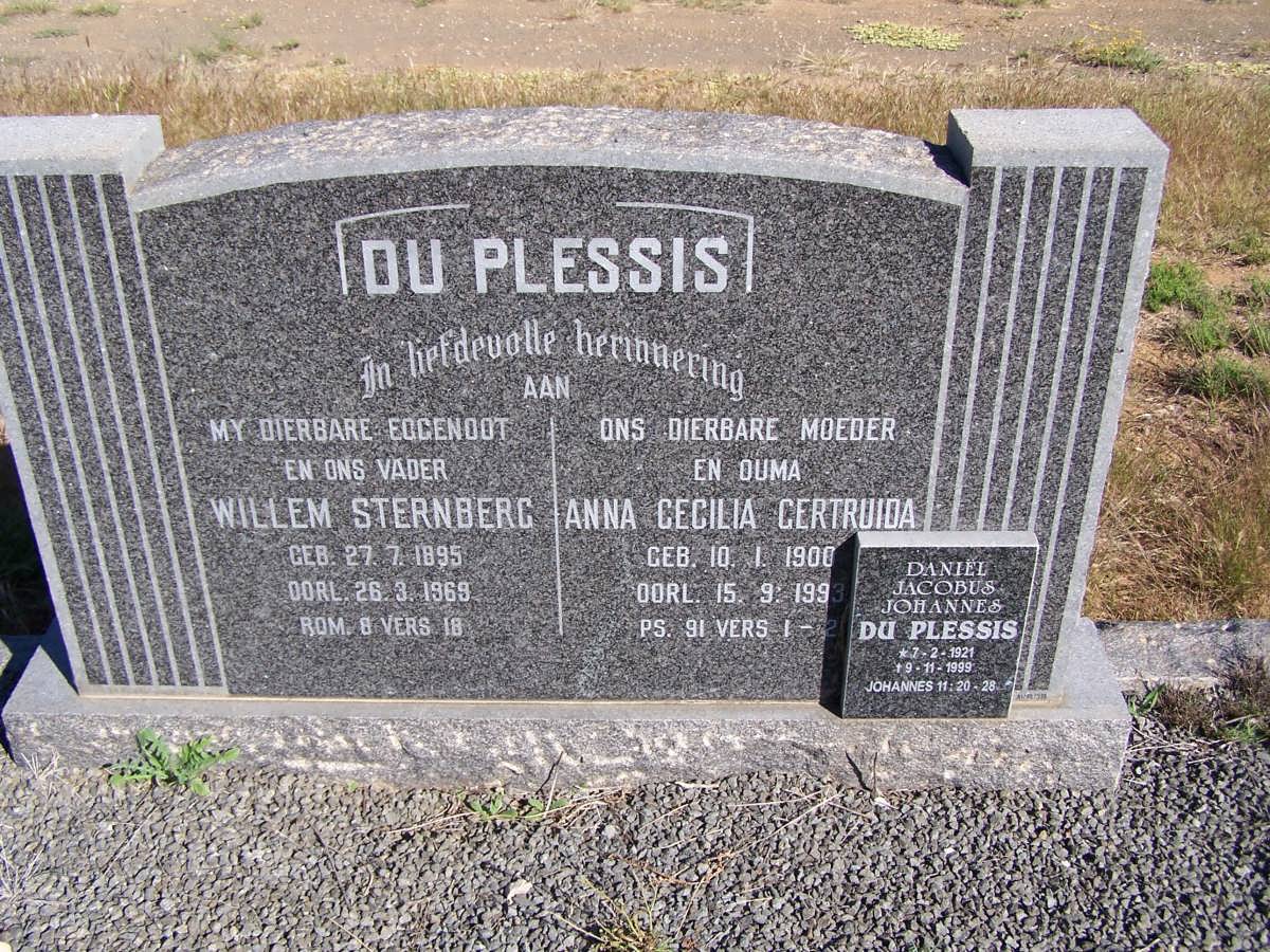 PLESSIS Willem Sternberg, du 1895-1969 & Anna Cecilia Gertruida 1900-1993 :: DU PLESSIS Daniel Jacobus Johannes 1921-1999