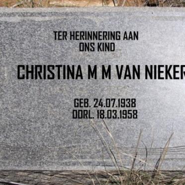 NIEKERK Christina M.M., van 1938-1958