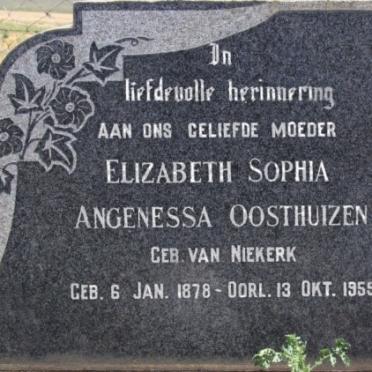 OOSTHUIZEN Elizabeth Sophia Angenessa nee VAN NIEKERK 1878-1955