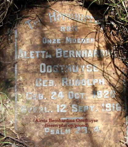 OOSTHUYSE Aletta Bernhardina nee RUDOLPH 1820-1916