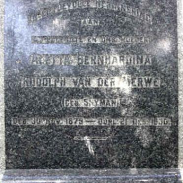 MERWE Aletta Bernhardina Rudolph, van der nee SNYMAN 1879-1930