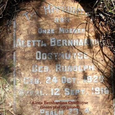OOSTHUYSE Aletta Bernhardina nee RUDOLPH 1820-1916