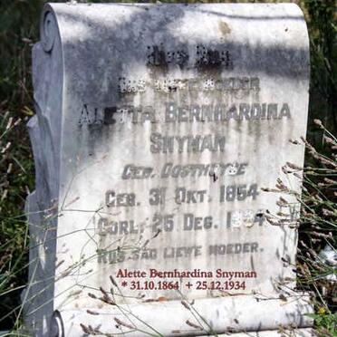 SNYMAN Aletta Bernardina nee OOSTHUYSE 1864-1934