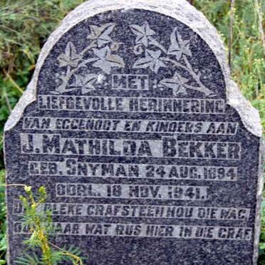 BEKKER J. Mathilda nee SNYMAN 1894-1941