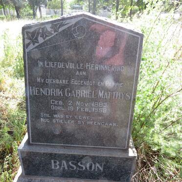 BASSON Hendrik Gabriel Matthys 1883-1958