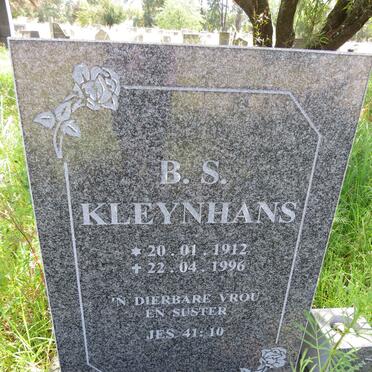 KLEYNHANS B.S. 1912-1996