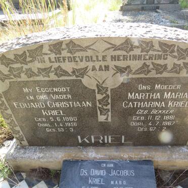 KRIEL Eduard Christiaan 1880-1956 & Martha Maria Catharina BEKKER 1881-1967 :: KRIEL David Jacobus 1926-1957_1