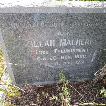 MALHERBE Zillah nee THEUNISSEN 1882-1951