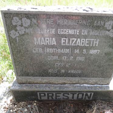 PRESTON Maria Elizabeth nee ROTHMAN 1887-1961