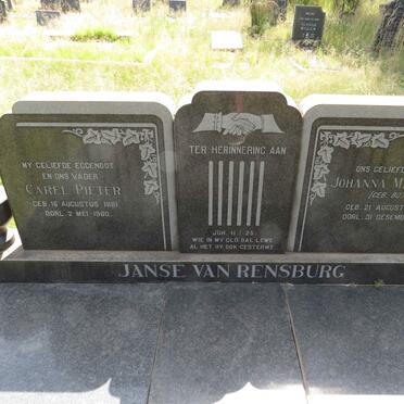 RENSBURG Carel Pieter, Janse van 1881-1960 & Johanna Magrietha BOTHA 1885-1961