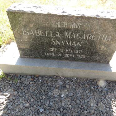 SNYMAN Isabella Magaretha 1871-1930