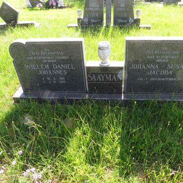 SAAYMAN Willem Daniel Johannes 1921-1990 & Johanna Susanna Jacoba RAUTENBACH 1928-