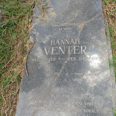 VENTER Hanna voorheen VISSER nee DELPORT 1905-2001