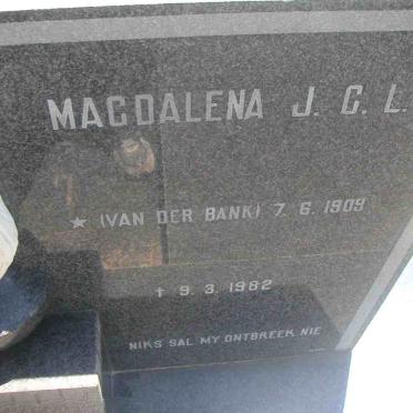 JOHNSON Magdalena J.C.L. nee VAN DER BANK 1909-1982