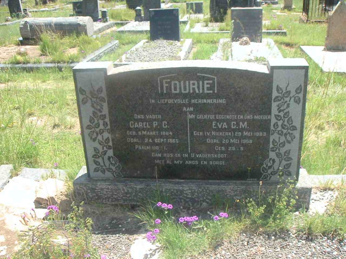 FOURIE Carel P.C. 1884-1965 & Eva C.M. V.NIEKERK 1883-1958