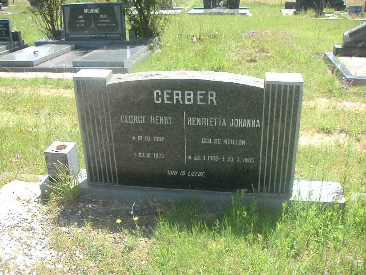 GERBER George Henry 1902-1973 & Henrietta Johanna DE MEILLON 1903-1985