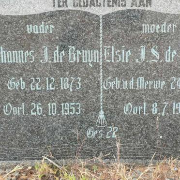 BRUYN Johannes J., de 1873-1953 &amp; Elsie J.S. van der MERWE 1878-1952