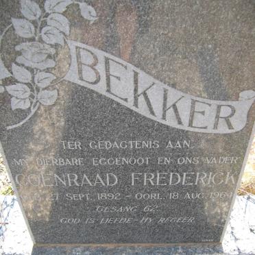 BEKKER Coenraad Frederick 1892-1964
