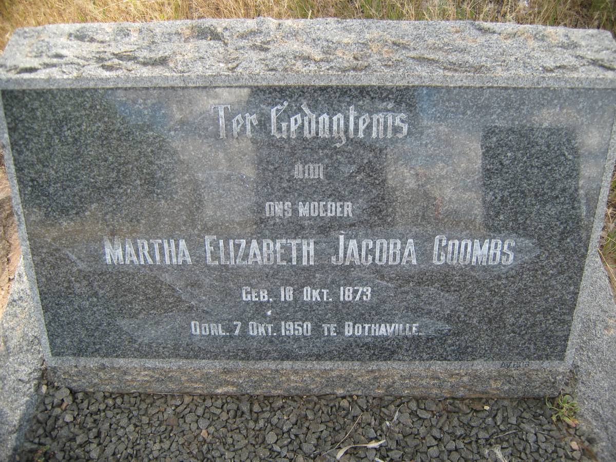 COOMBS Martha Elizabeth Jacoba 1873-1950