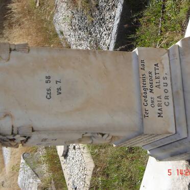 CROUS Maria Aletta nee SCHOEMAN 1882-1968
