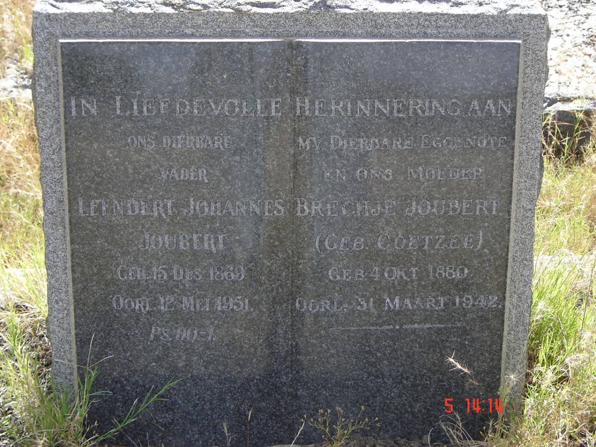 JOUBERT Leendert Johannes 1869-1951 & Brechje COETZEE 1880-1942
