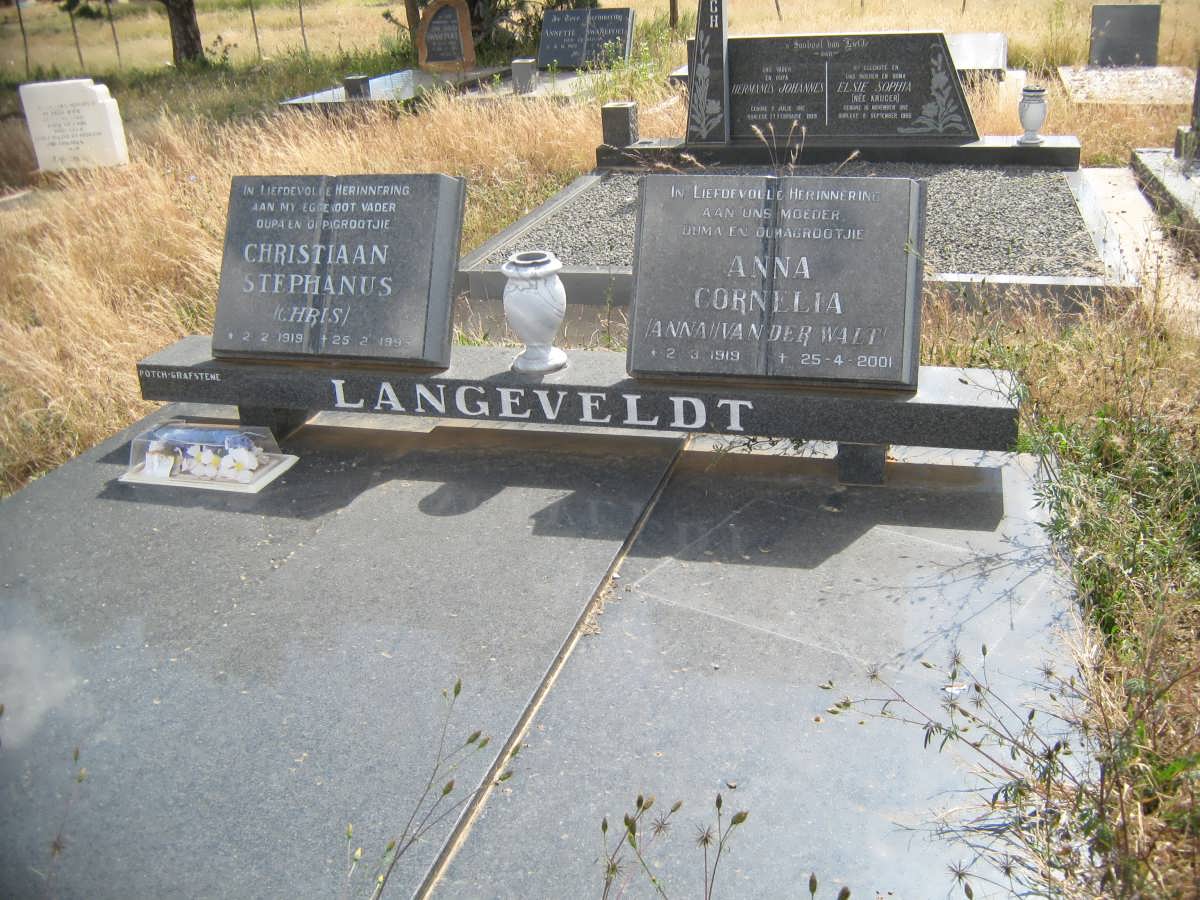 LANGEVELDT Christiaan Stephanus 1919-1995 & Anna Cornelia van der WALT 1919-2001
