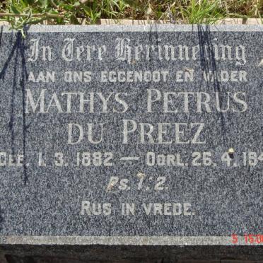 PREEZ Mathys Petrus, du 1882-1948