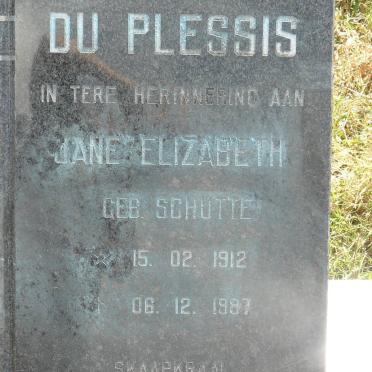 PLESSIS Jane Elizabeth, du nee SCHUTTE 1912-1987