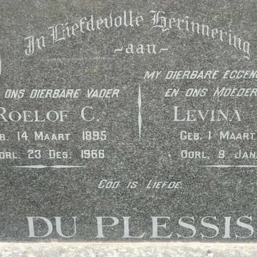 PLESSIS Roelof C., du 1895-1966 &amp; Levina G.F. 1896-1961