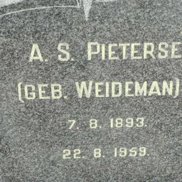 PIETERSE A.S. nee WEIDEMAN 1893-1959