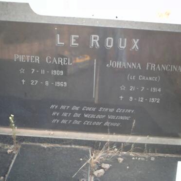 ROUX Pieter Carel, le 1909-1969 &amp; Johanna Francina le GRANGE 1914-1972
