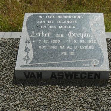 ASWEGEN Esther, van nee GREYLING 1929-1992