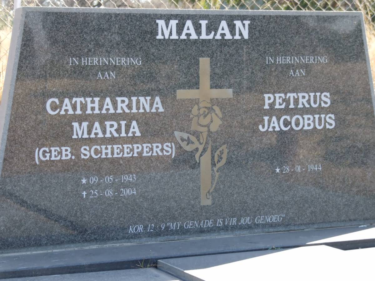 MALAN Petrus Jacobus 1944- & Catharina Maria SCHEEPERS 1943-2004
