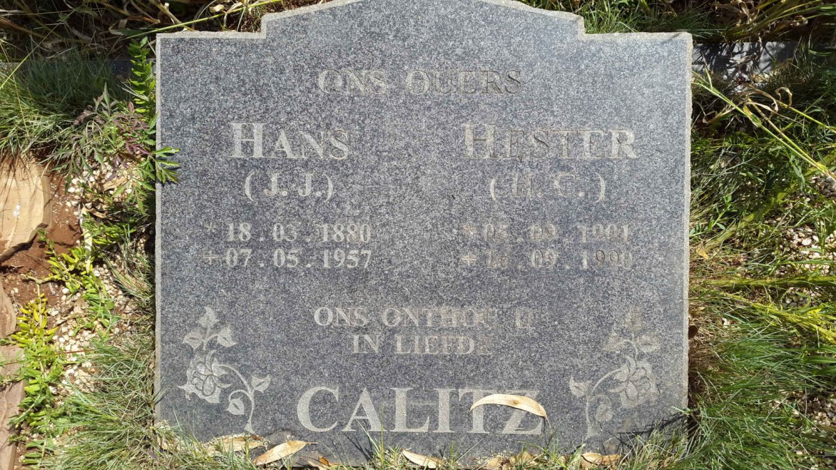 CALITZ J.J. 1880-1957 & H.C. 1901-1990