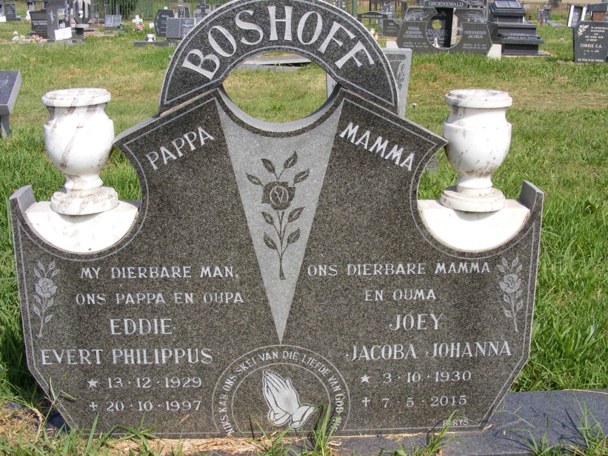 BOSHOFF Evert Philippus 1929-1997 & Jacoba Johanna 1930-2015