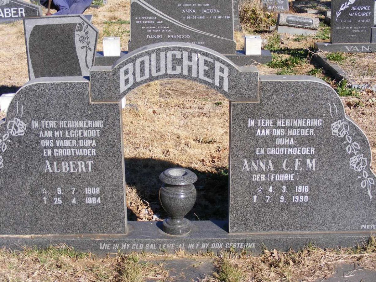 BOUCHER Albert 1908-1984 & Anna C.E.M. FOURIE 1916-1990
