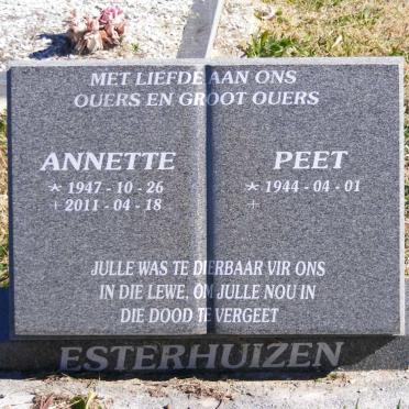 ESTERHUIZEN Peet 1944- &amp; Annette 1947-2011