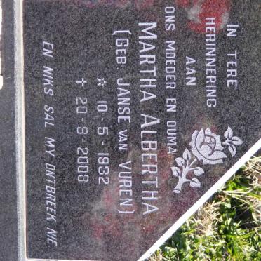 ERASMUS Pieter Cornelis 1932-1987 &amp; Martha Albertha JANSE VAN VUREN 1932-2008