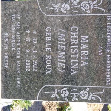 FICK Daniel Rudolf 1921-1988 &amp; Maria Christina LE ROUX 1922-2002