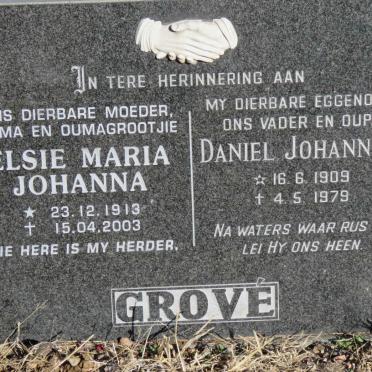 GROVE Daniel Johannes 1909-1979 &amp; Elsie Maria Johanna 1913-2003