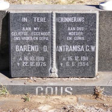GOUS Barend D. 1910-1975 &amp; Antranisa G.W. 1911-1984
