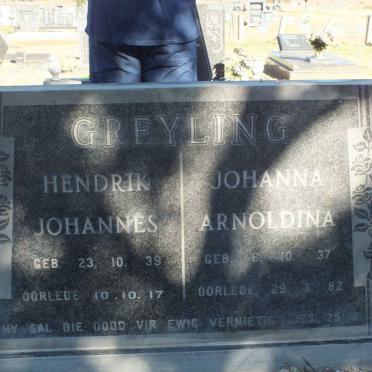 GREYLING Hendrik Johannes 1939-2017 &amp; Johanna Arnoldina 1937-1982
