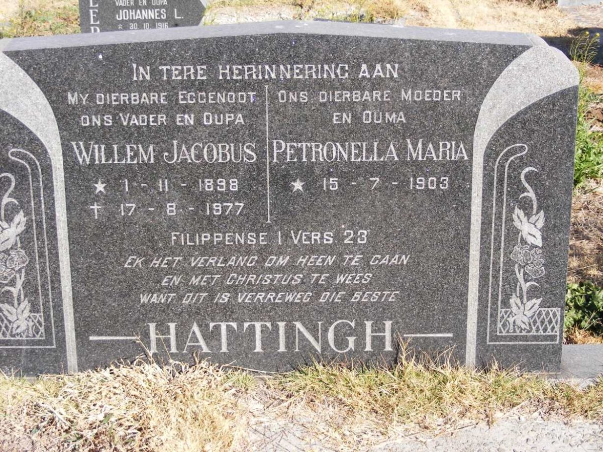 HATTINGH Willem Jacobus 1898-1977 & Petronella Maria 1903-