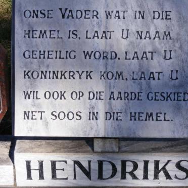 HENDRIKS Johannes Jurgens 1929-1988 &amp; Susanna Maria 1934-